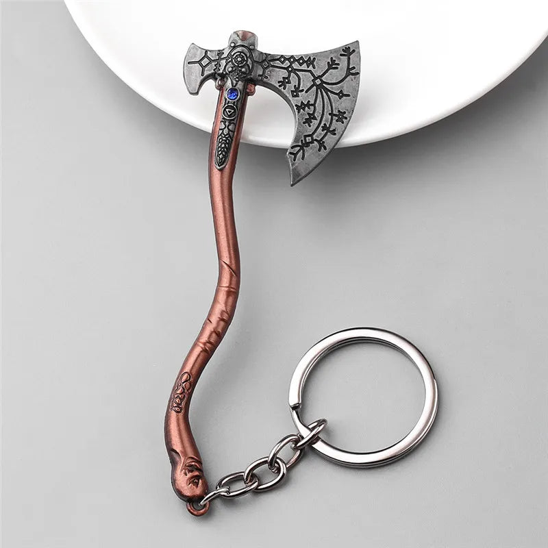 God of War Kratos Axe Key Chain Guardian Shield Sword Pendant Keychain for Women Men Fans Car Keyring Jewelry