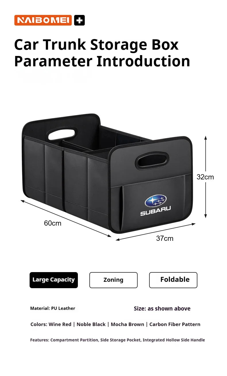 For Subaru STI Brz Wrx Xv Ascent Forester Outback Impreza Legacy Car Trunk Foldable Storage Box Large Capacity Storage Bag