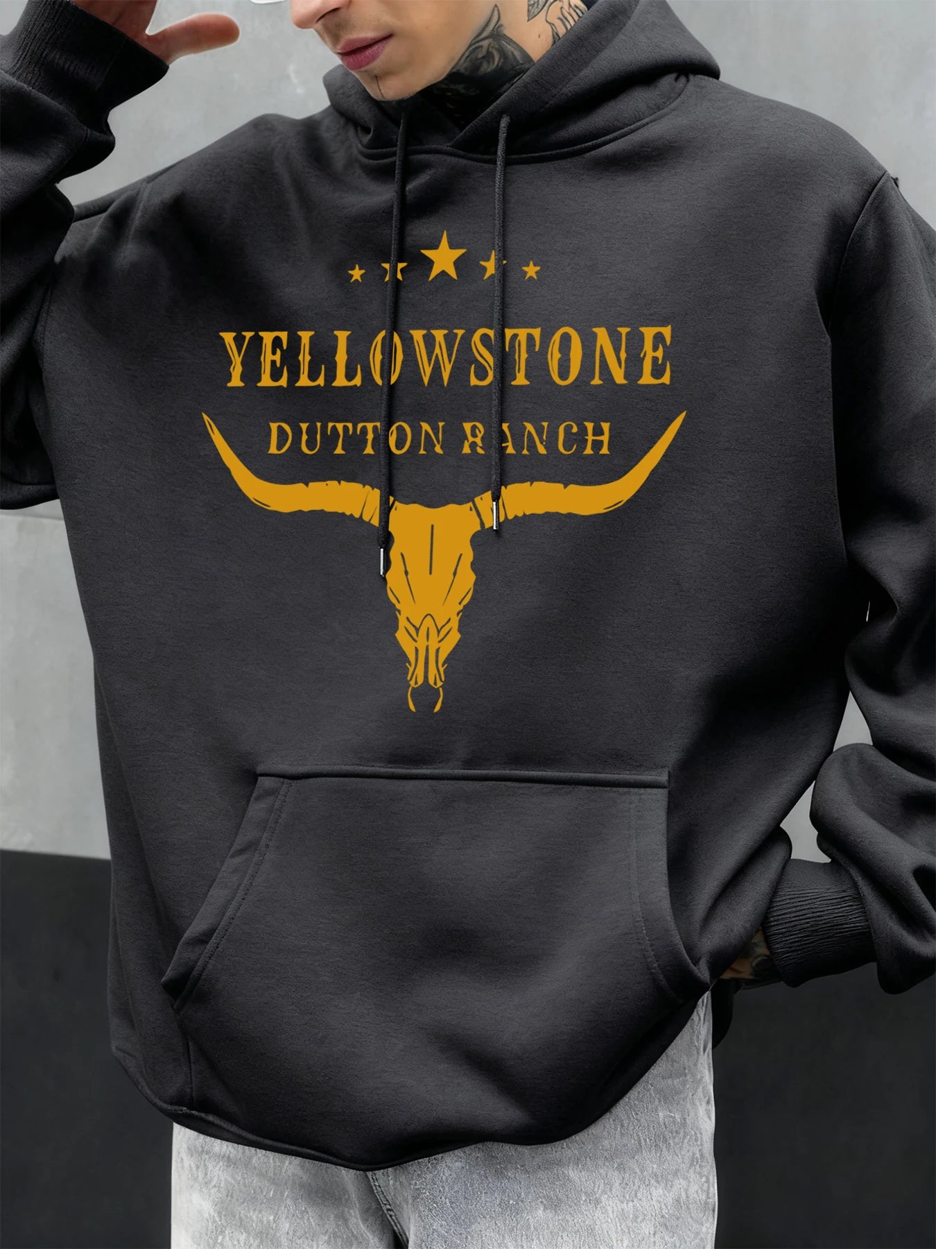 Yellow Stone Dutton Ranch Prints Men Hoody Autumn Fleece Hoodies Hip Hop Oversized Streetwear Comfortable Casual Clothing