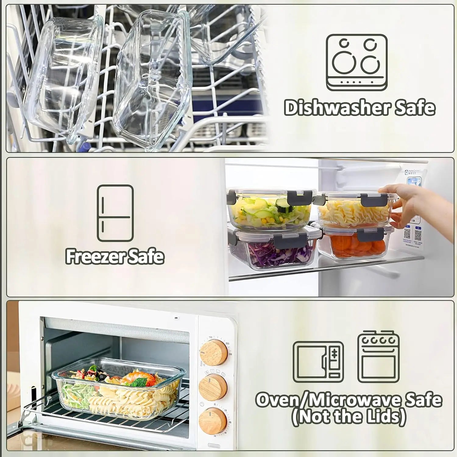 10-Pack Glass Meal Prep Containers with Lids, Airtight Food Storage for Microwave, Oven, Freezer & Dishwasher