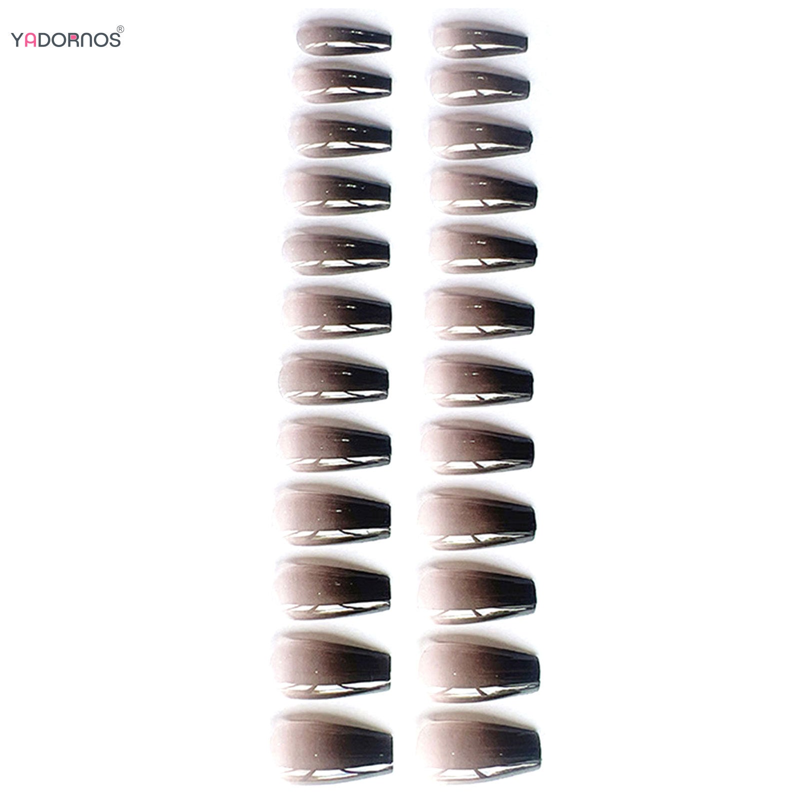 Gradient Black Fake Nails Long Ballerina Nails Press on Simple Full Cover False Nails Tips for Women Girls DIY Manicure 24Pcs
