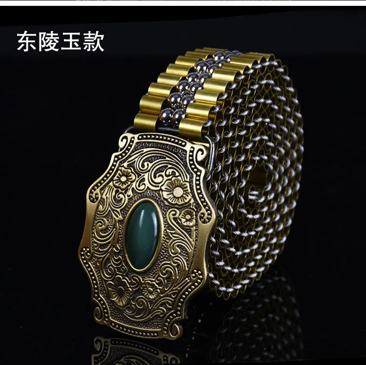 Men's Belt Army Style Combat Belts Pure copper belt Handmade Luxury Metal Jeans fashion belts Quick Release Tactical Belt