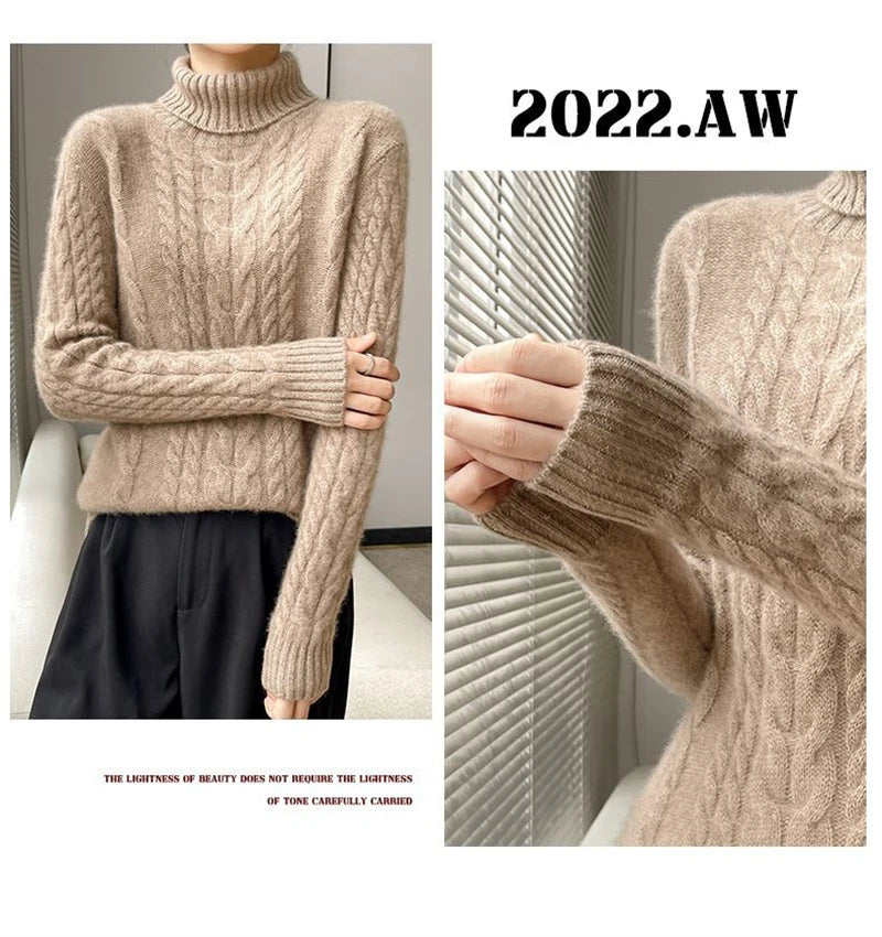 Street Turtleneck Sweater Women 2023 Autumn Winter Long Sleeve Cashmere Female Knitted Pullover Loose Lady Thicken Knitwear