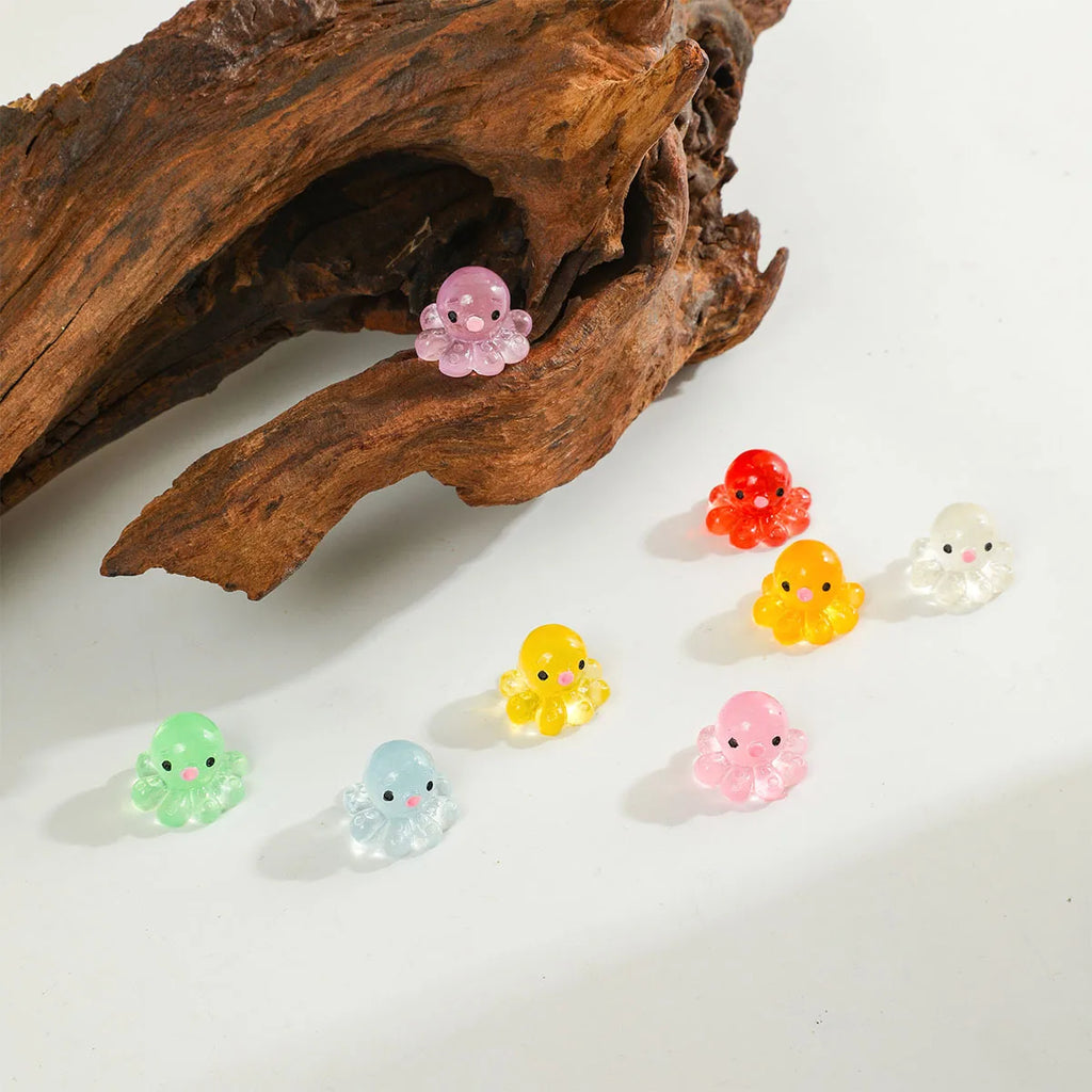 10 Pcs Glow-in-the-dark Cute Octopus Resin Desktop Decorations Ornaments