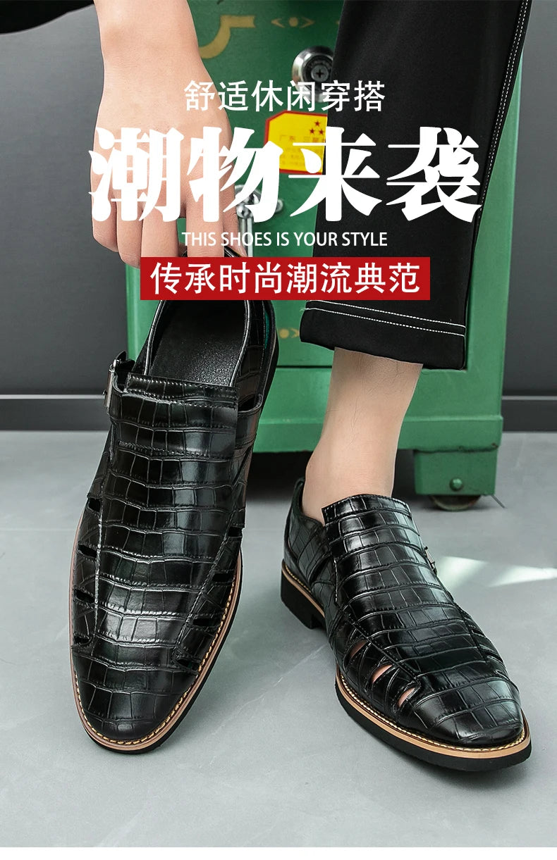 Summer New Sandals Comfortable, Lightweight, Personalized, Handsome, Fashionable, Popular, One Step Men's Leather Shoes