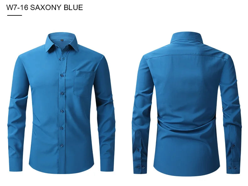 New spring and summer American men's shirt business casual long sleeve slim professional formal wear free ironing solid color