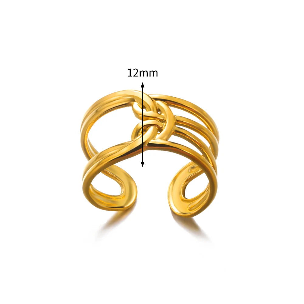 316L Stainless Steel Rings For Women Geometric Heart Wide Ring Adjustable Open Ring Fashion Jewelry Valentine's Day Gift