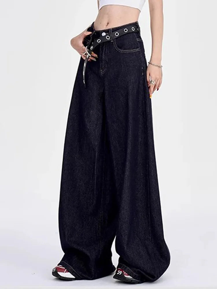 Korean Fashion Baggy Wide Leg Jeans Women Vintage High Waist Loose Straight Denim Pants Casual Classic Solid Streetwear Vaqueros