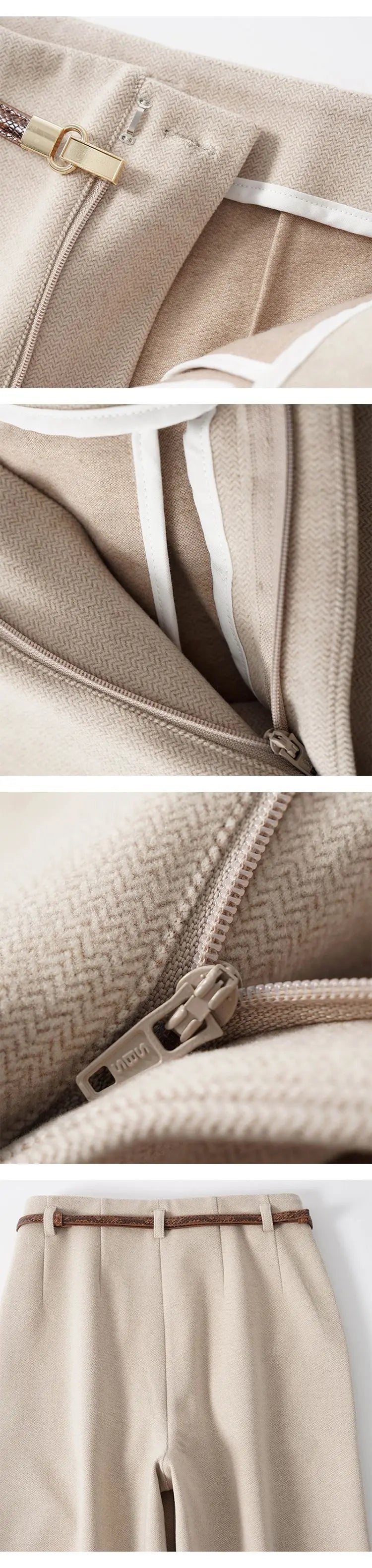 CGC Korean Fashion High Waist Loose Wide Leg Pants Women Woolen Trousers Simple Solid Straight Baggy Pants Casual Jogging Pants