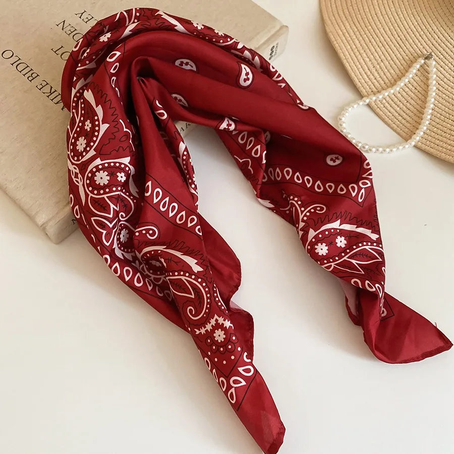 New Fashion Sunflower Printed Headscarf Hip Hop Wine Bandana Scarf Girls Square Scarves Headwear Bohemian Head Scarf Headbands D
