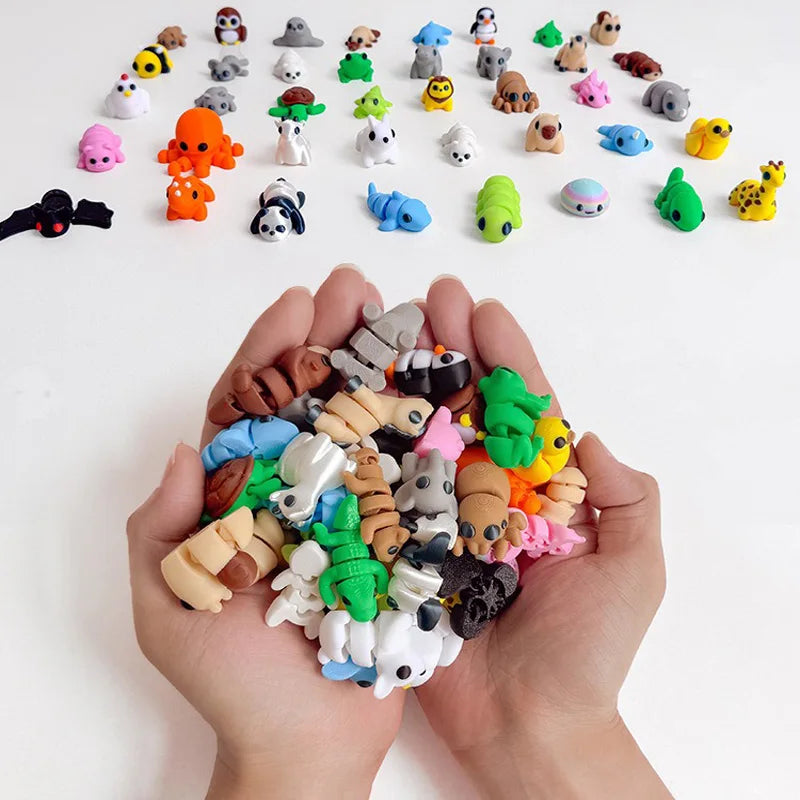 10-50Pcs 3D Printed Colorful Mini Animals Figurines Ornaments Cute Simulation Animal Models Home Office Desktop Decoration