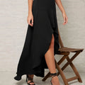 Summer Long Skirts For Women 2024 Fashion Lace Up Irregular Solid Color High Waist Bodycon Black Skirt Female Pink Chiffon Skirt