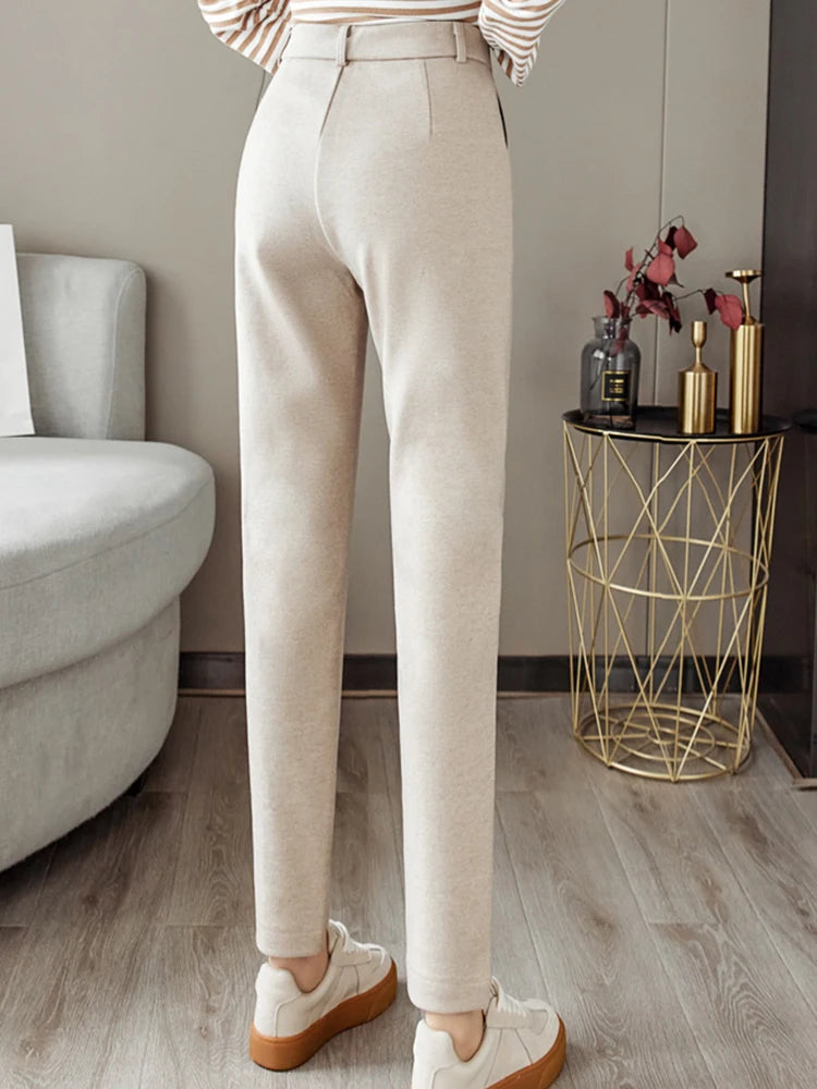 Woolen Pants Women's Harem Pencil Pants High Waist Casual Suit Pants Office Lady Women Trousers Hot Sale