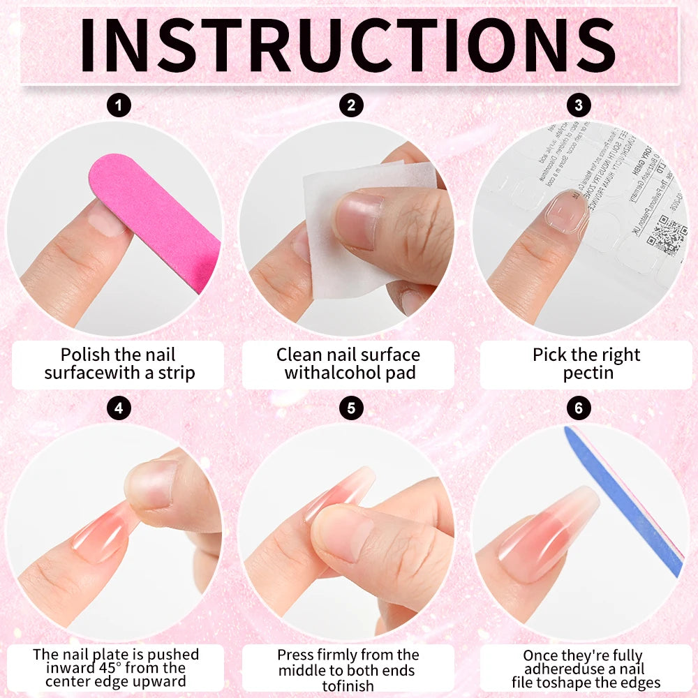 100pcs Light Pink Press-On Nails | Short & Medium Square | 10 Sizes Full Cover Nail Tips
