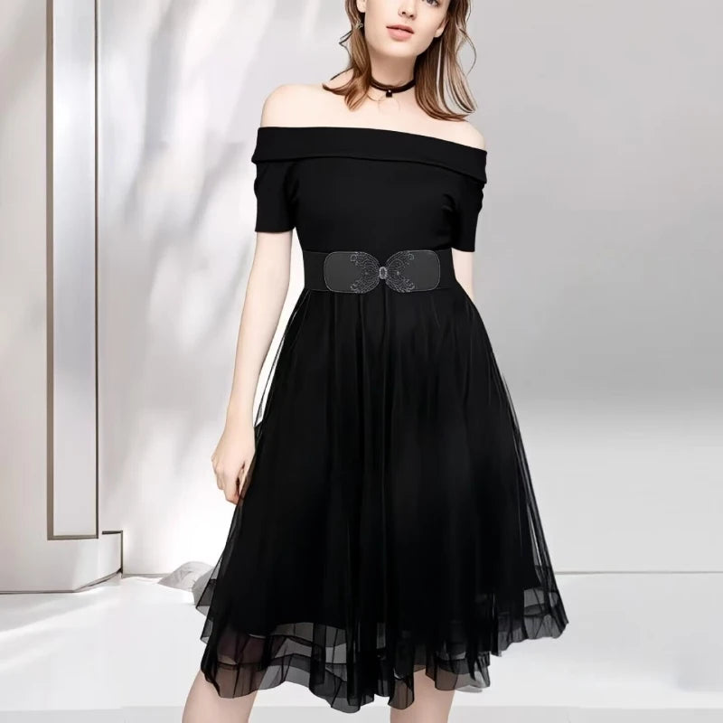 Women's belt with elastic waistband, decorative, simple skirt, versatile elastic coat, fashionable matching, dress, wide belt