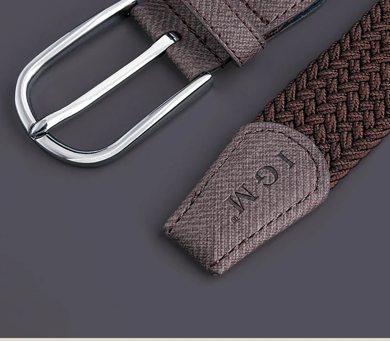 Belt for Men Golf Belt Summer Woven Leather Casual Sports Elastic Adjustable Waistband