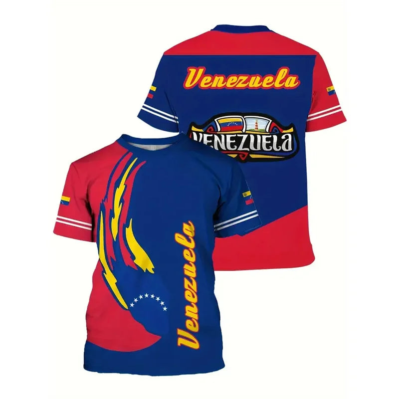 New In Venezuela Flag T Shirt Men Fashion 3d Printed T-shirt Street Oversized Casual Sports Tops Crew Neck Short Sleeve Tees