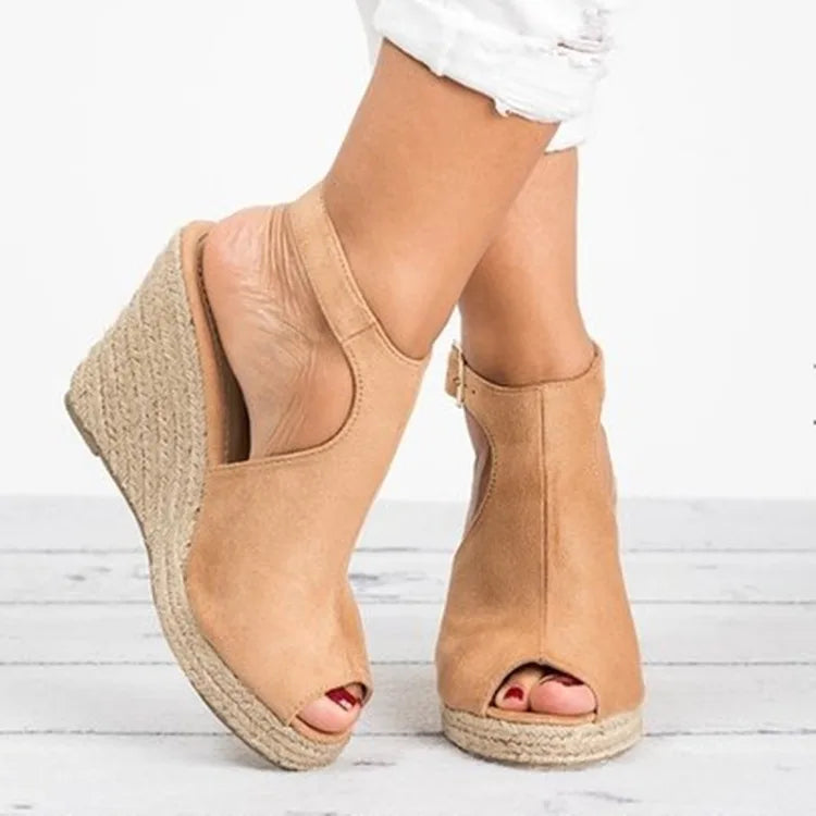 Heeled Sandals for Women Summer 2025 Espadrilles Women Sandals Comfort Buckle Strap Platform Shoes for Women New Sandalias Heels