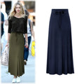 Plus Size Women's Clothing 2025 Fashion Knit Skirt Female High-waisted Long Split A-line Skirt Comforts Women Skirt