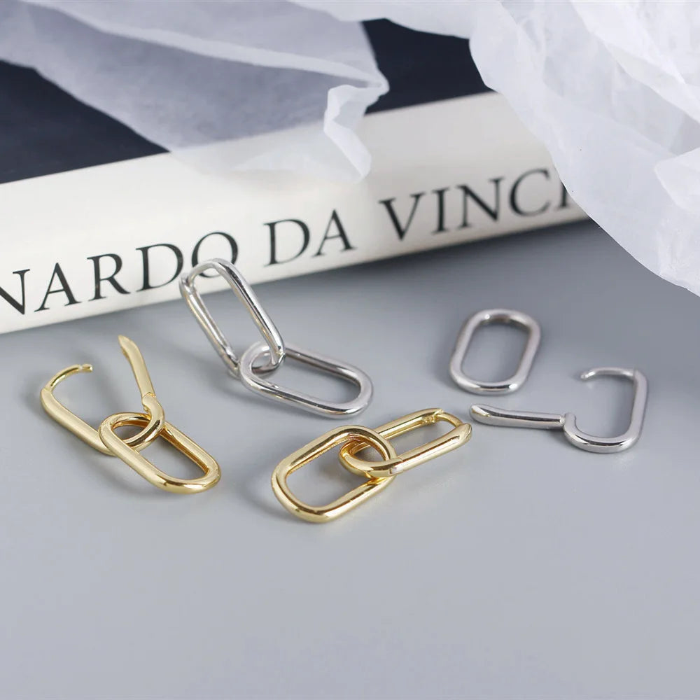 F.I.N.S Minimalist Real S925 Sterling Silver Oval Heart-Shaped Drop Earrings Geometric Smooth Hoops Pendientes Plata 925 Jewelry