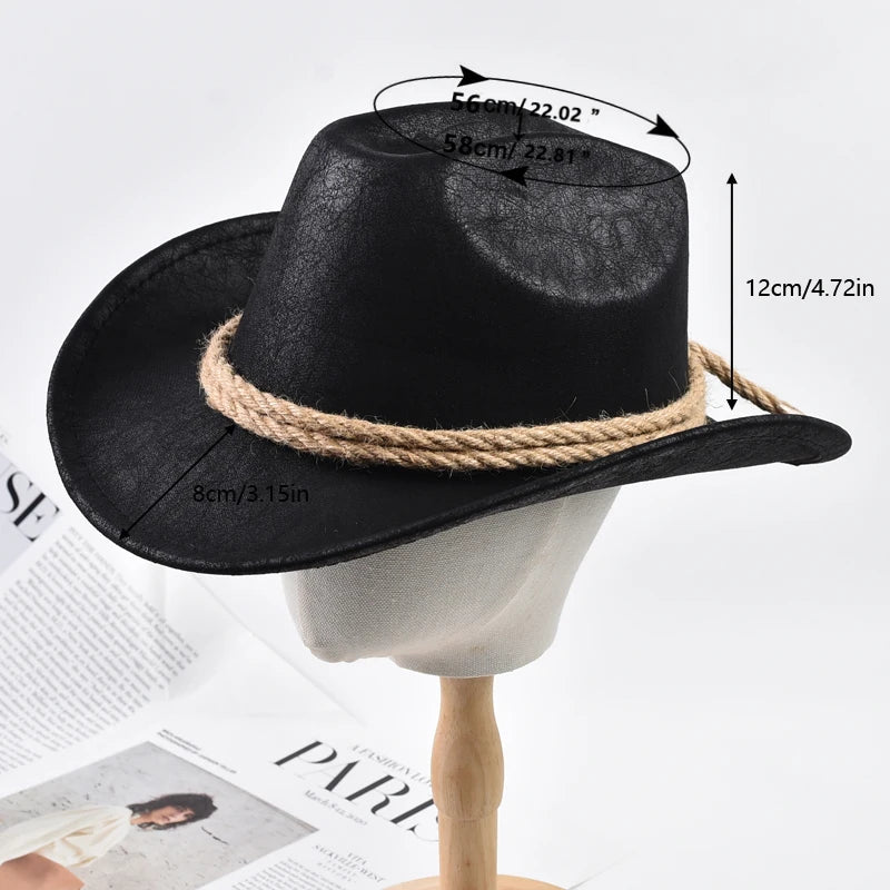 New Vintage Roll Brim Western Cowboy Hats Outdoor Travel Gentleman Cowgirl Jazz Hat Holidays Party Cosplay Hat