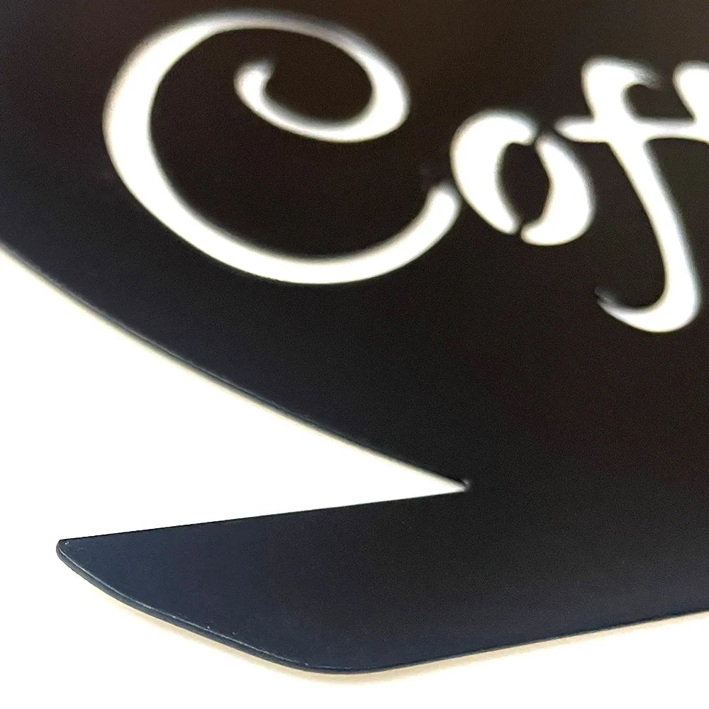 Coffee Cup Silhouette Sign Hanging Metal Wall Art Decor Dining Room Kitchen Cafe Decoration Black Cutout Boards
