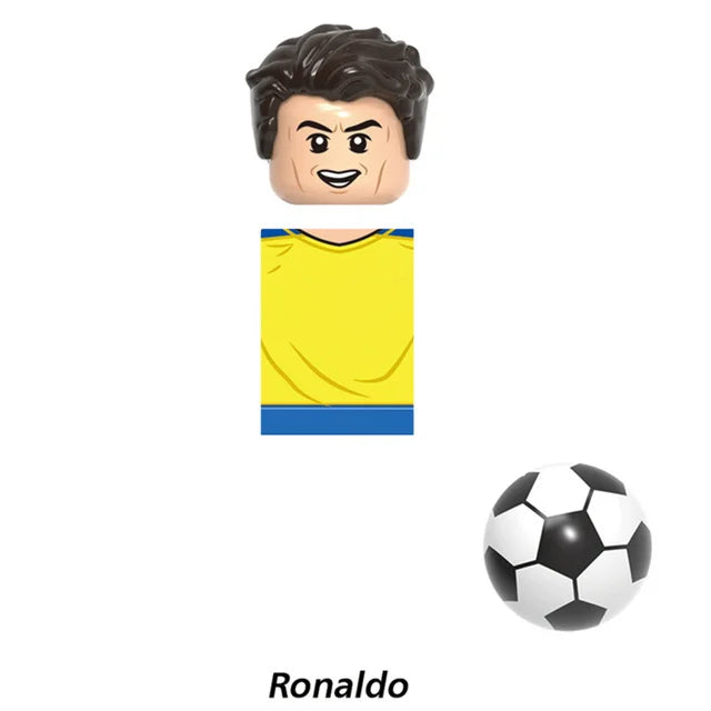 World Famous Football Players Figurine Messi Ronaldo Neymar Lewandowski Mini Action Building Block Model Toy Kids Gifts