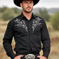 Men's Tribal Pattern Long Sleeve Men's Black Western Cowboy Shirt Western Event Attire  Stylish Men'S Shirt Slim Fit Shirt