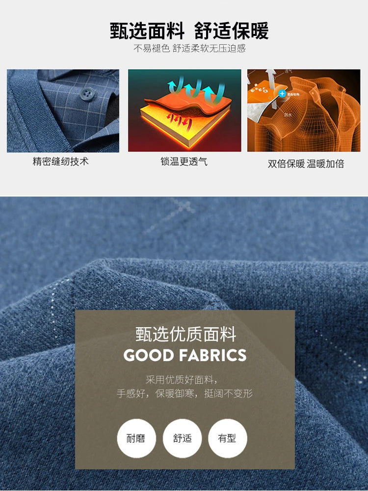 Men's long-sleeved shirt with wool, fleece, thickened, warm, casual, comfortable in winter, versatile and of high quality
