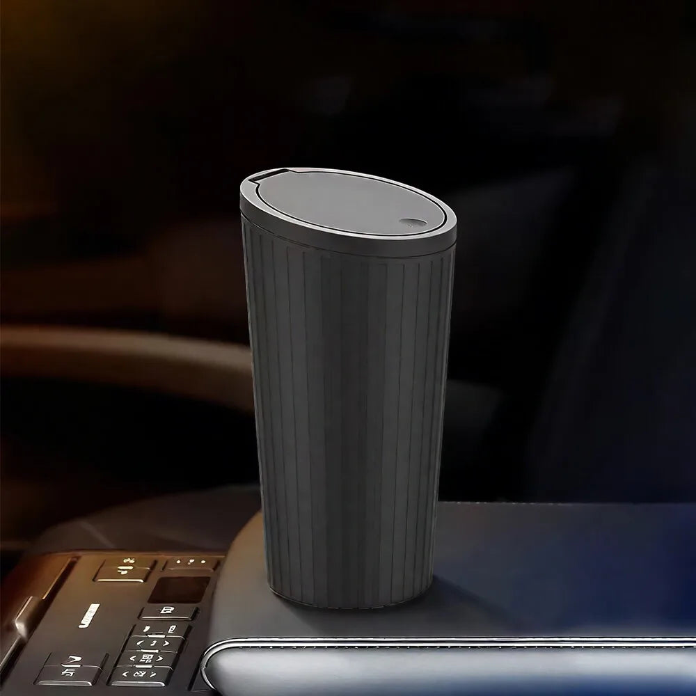 Mini Car Trash Can with Lid, Compact Automotive Garbage Bin Garbage Container Storage Box Bucket Auto Accessories