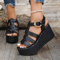 Women's Sandals 2025 new style fashionable high quality women's open-toe platform solid color large size High Heels sandals