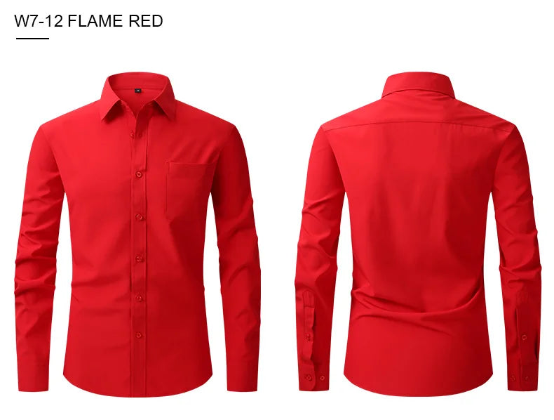 New spring and summer American men's shirt business casual long sleeve slim professional formal wear free ironing solid color