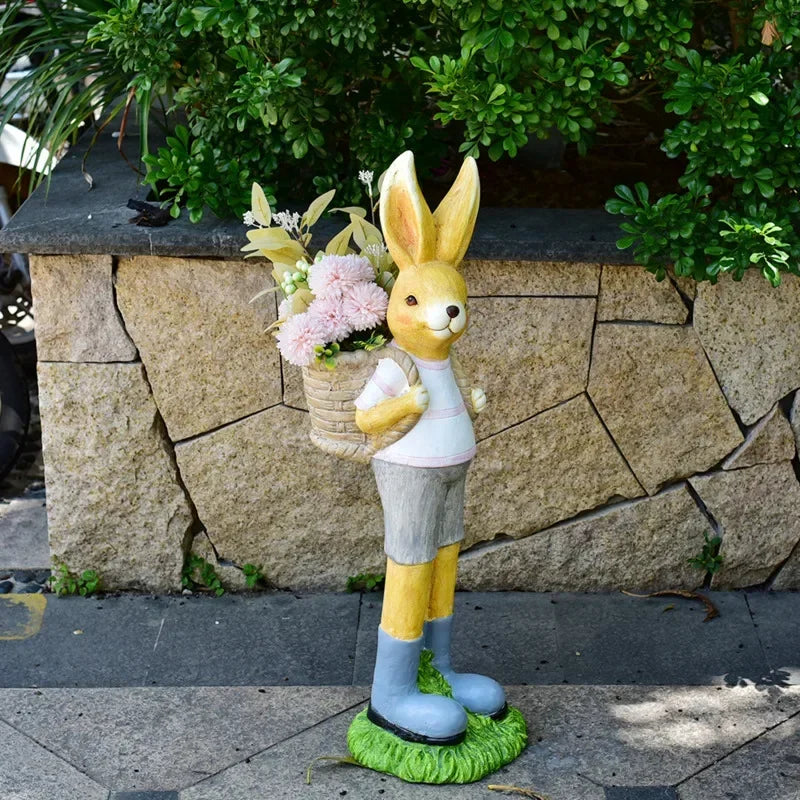Cartoon Rabbit Flower Pot Creative Animal Sculpture Ornaments Garden Villa Landscape Bonsai Container Kindergarten Decorations