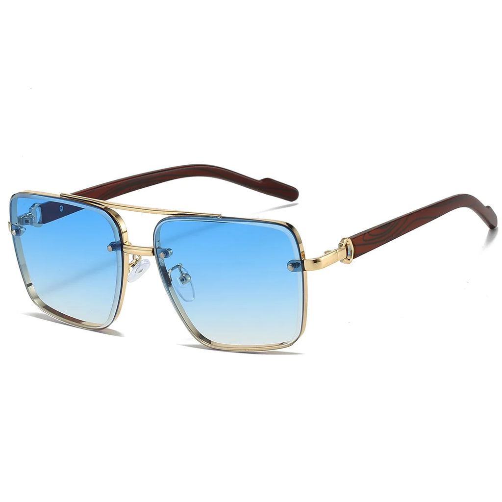 KAMMPT Fashion Retro Square Metal Shades Women's Original Brand Design Driving Sunglasses New Double Bridge Pilot Sun Glasses