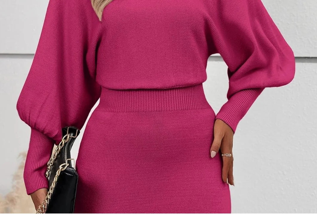 Women Knit Dress Sweater Long Sleeve Round Neck Slim Fit Dresses Tight Waist Thick Warm Vestidos Elegant Lady Skinny Autumn