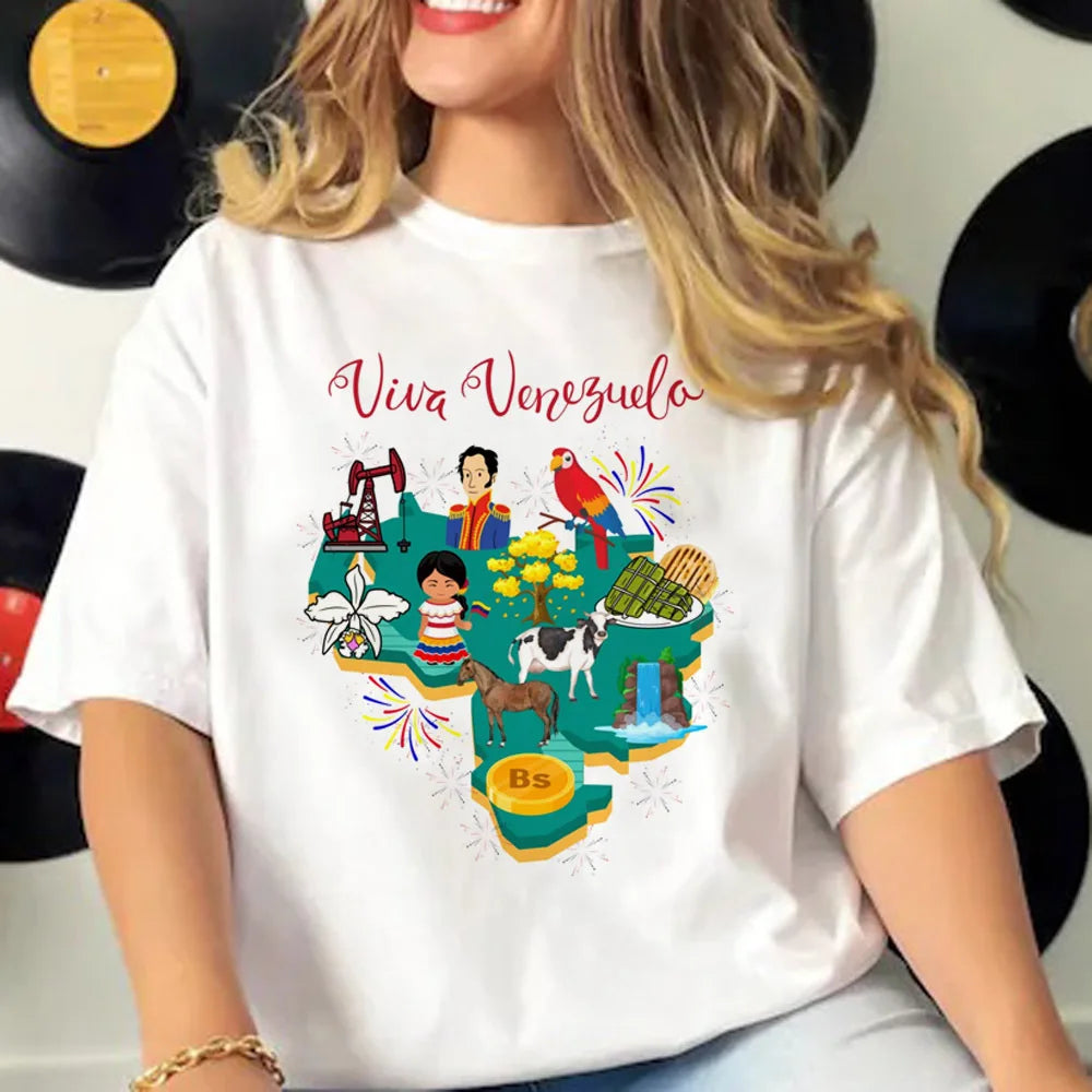 Venezuela t-shirts women crew neck streetwear patterned t shirt girl streetwear clothes