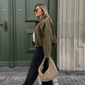 Women's Bomber Jackets Coats Fashion Turn-down Collar Long Sleeve Loose Coats Vintage Female Outerwear Chic Tops