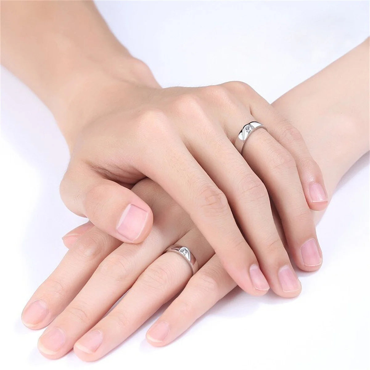 2Pcs/set Silver Plated Crown Square Couple Rings For Women Men Punk Forever Endless Love Wedding Ring Valentine's Day Jewelry