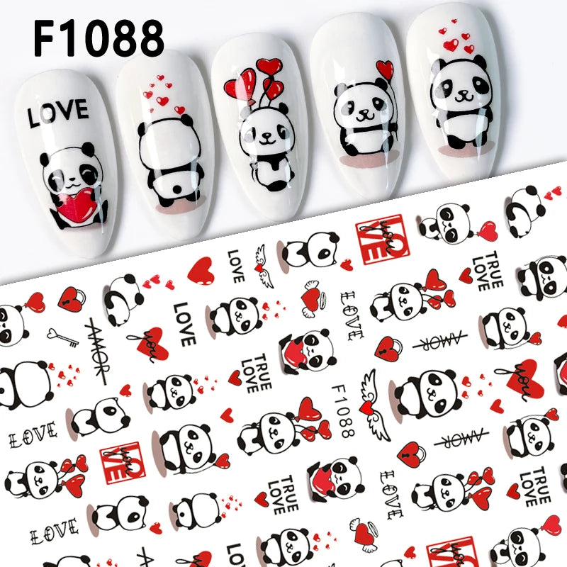 1PCS Valentine's Day Nail Stickers Cartoon Love Nail Supplies Nail Decals for Ladies Nail Art Decoration