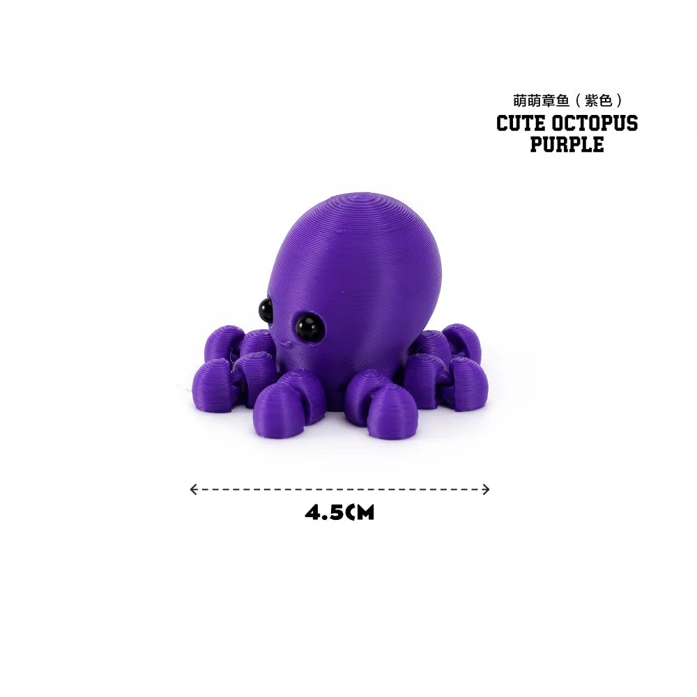 3D Printed Marine Animals Multi-Joint Rotatable Fidget Toys Office Desktop Ornament Home Decor Animal Model Figurine Car Decor
