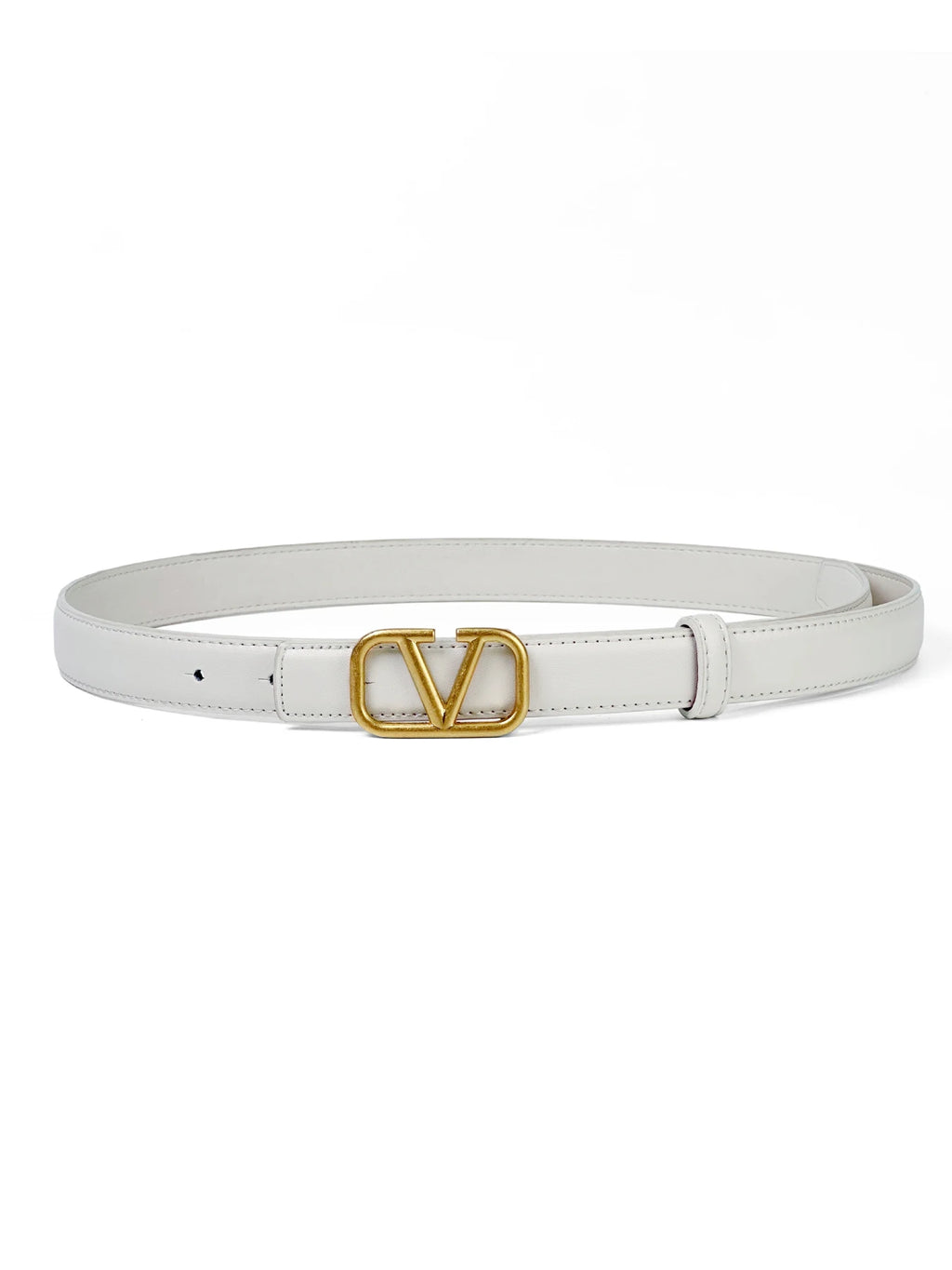 Women's belt with V letter alloy buckle, meticulously crafted from durable PU material. Featuring a sleek, modern design that ex