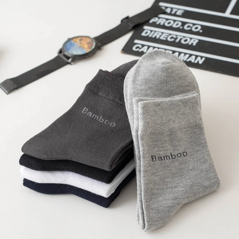 10Pairs Bamboo Fiber Socks Men Casual Business Anti-Bacterial Comfortable Breatheable High Quality Sock Male Plus Size EU38-46