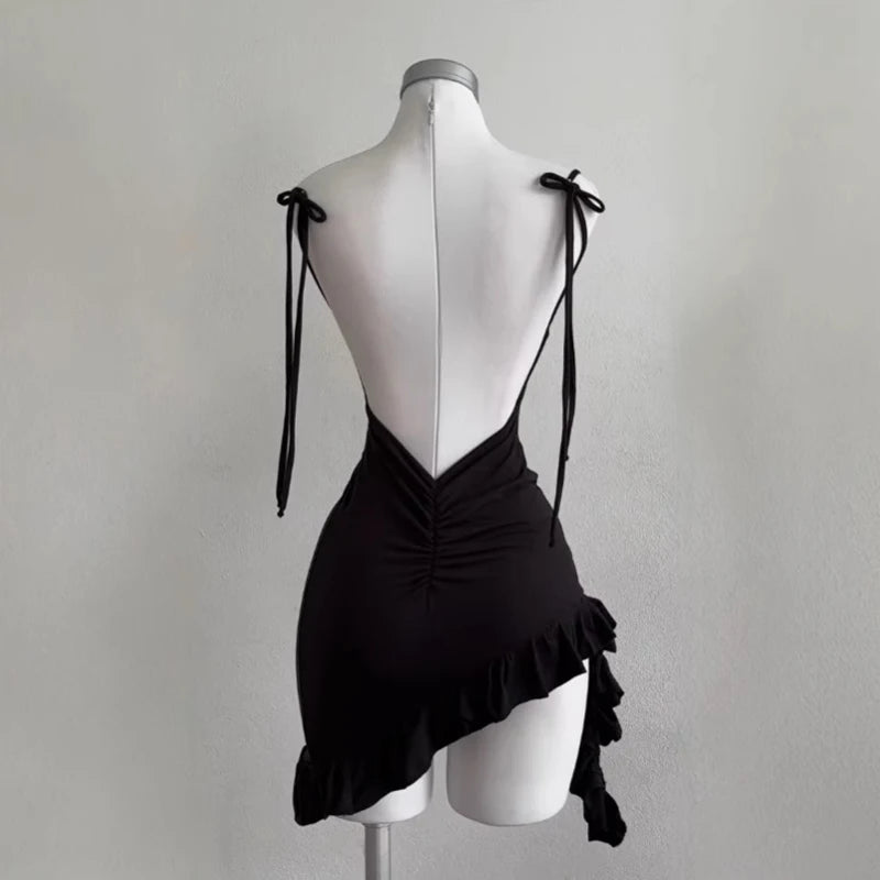 Sexy Sleeveless Backless Mini Dress – Lace Up Bodycon Club Dress