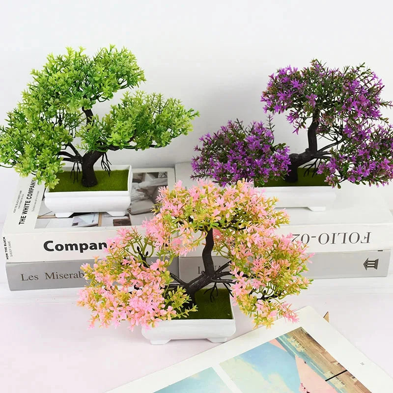 Artificial Plants Bonsai Small Tree Pot Fake Plant Flowers