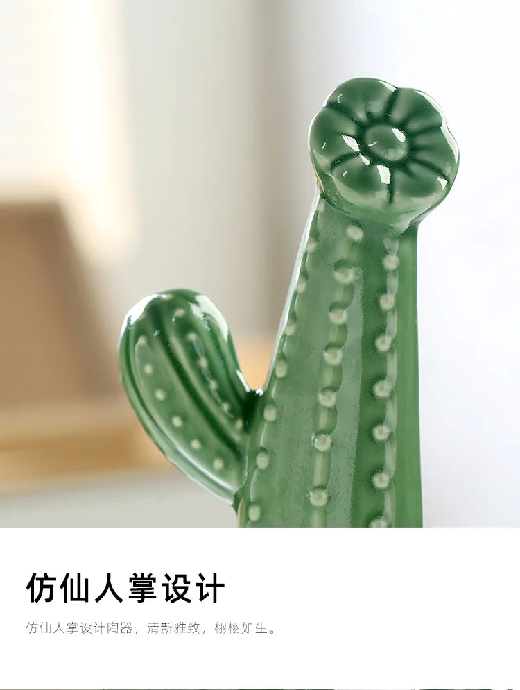 Minimalist Ceramic Cactus Ornament Creative Home Craft Decor for Living Room Entrance Desktop Business Gift
