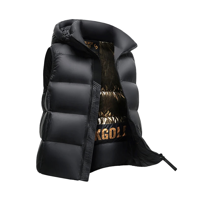 Autumn Winter Men Down Vest Casual Fashion Business British Coat Warm White Duck Down Trend Versatile Male Hooded Jacket Top New