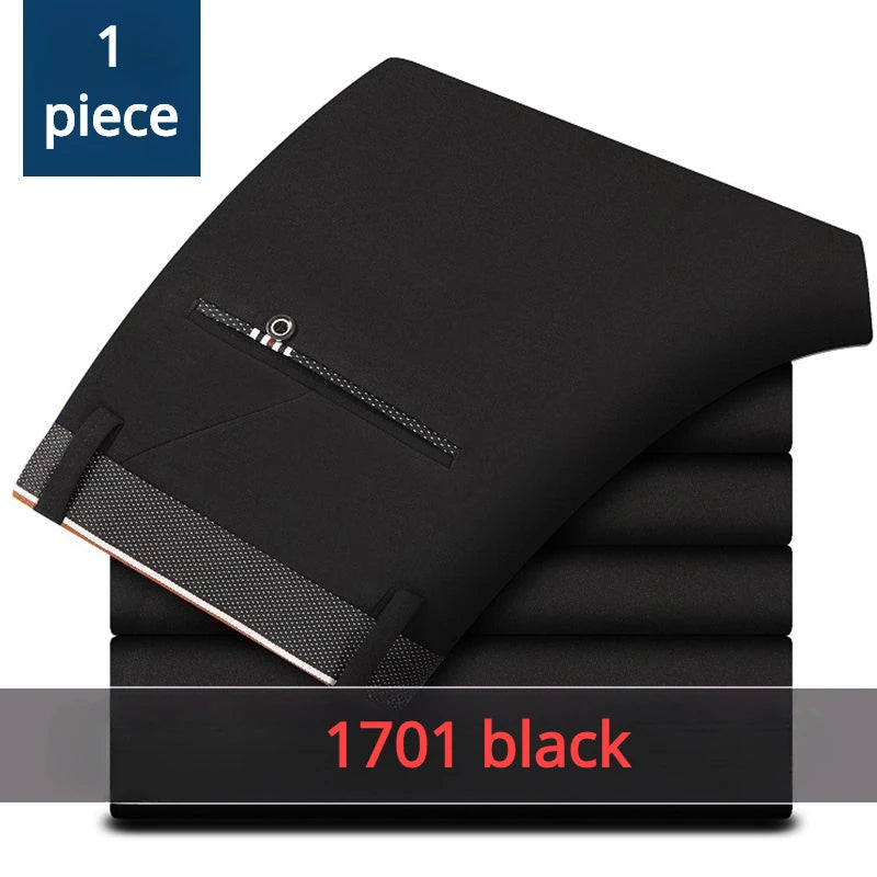 Stylish Black Dress Pants for Men Comfortable Casual Trousers Four-Season Korean Business Suit Pants Male Stretch Slim-Fit Pants