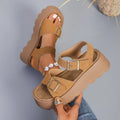Summer Chunky Sandals 5cm High Heels Platform Women's Wedge Heels Slides Casual Woman Beach Thick Bottom Sandals Women 320