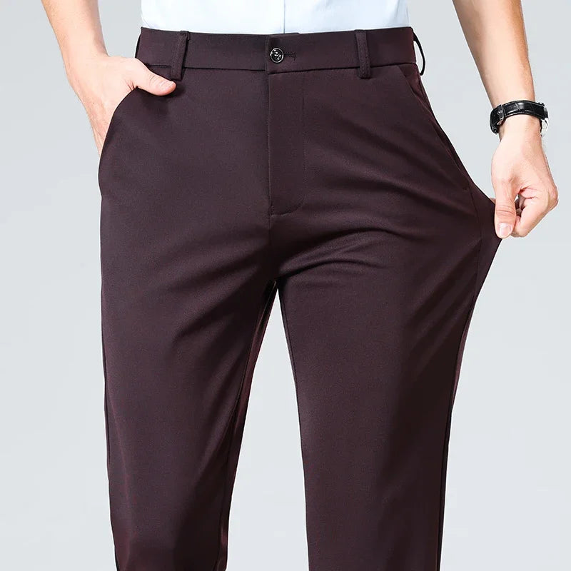 Mens Formal Dress Pants  Business Casual Suit Pants Black Navy Elastic Wrinkle Resistant  Long Pants Daily Work Pants