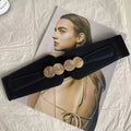 Waist belt for women; stretch elastic wide belt for decoration; outer dress with a versatile belt; skirt with accessories in bla